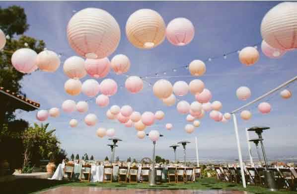 Décoration plein air lanterne, lampion rose pale